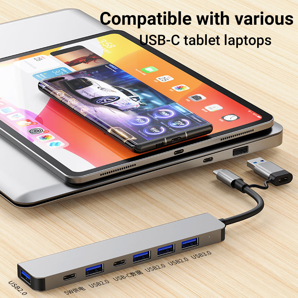 Laptop Accessories You Need - 7-in-1 Dual-Head USB-C&USB Docking Station Hub