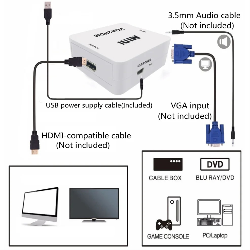 VGA naar HDMI Converter Adapte - Hdmi Vga Adapter recensie en prijs